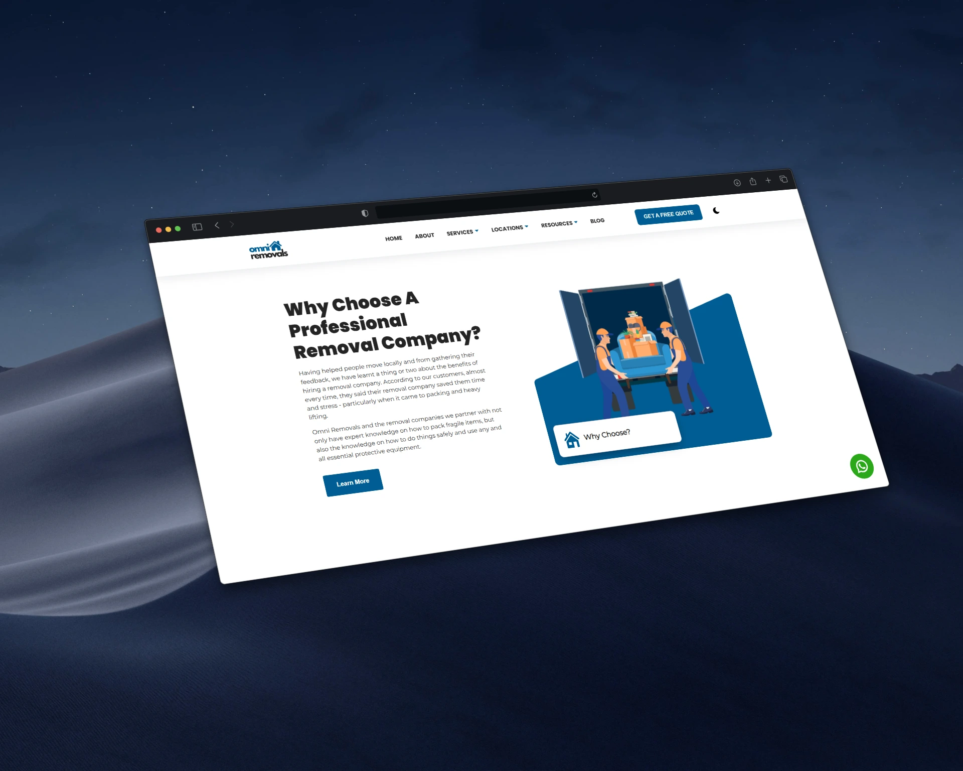 removals website mock up